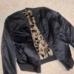 Victoria’s Secret small jacket. Reversible leather and fur cheetah print
